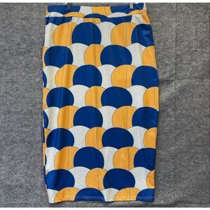 Honeycomb Orbs Pencil Skirt 4XL Blue Gold Geometric Stretch Midi Boho Basketball